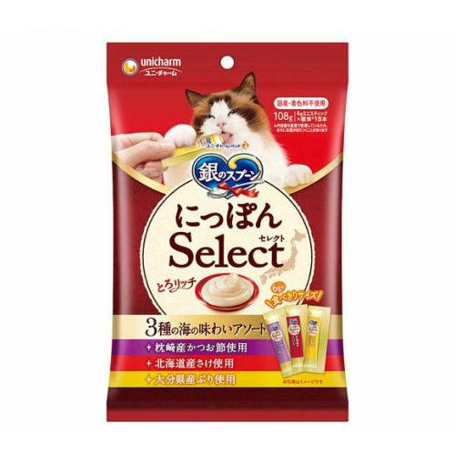 ユニ・チャーム 銀のスプーンおやつにっぽんSelectとろリッチ3種の海の味わい108g 4520699692158 ※20個ロット