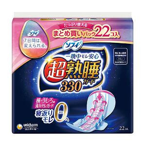 ユニ・チャーム ソフィ 超熟睡ガード 330 特に多い夜用 羽つき 22コ入 4903111375448 ※2ケース 24個ロット