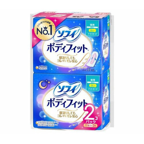 ユニ・チャーム ソフィ ボディフィットナイトガード羽なし 22枚入(11枚入×2個) 4903111346615 ※2ケース 36個ロット